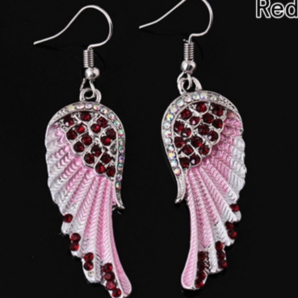 🎀Beautiful Rhinestone Feather/Angle Wing Earings - Picture 2 of 8